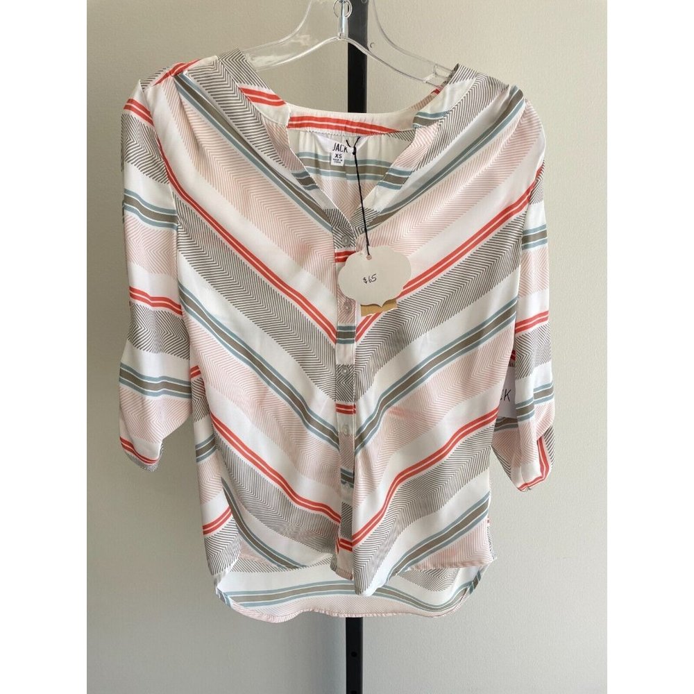 Jack Womens Cream Multicolor Striped Top Size XS NWT (26649)